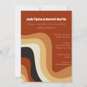 ヴィンテージ70年代の抽象芸術波がオレンジ結婚色 招待状 (正面)