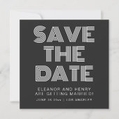 ヴィンテージ70年代ディスコタイポグラフィーブラックセーブ・ザ・デート (正面)
