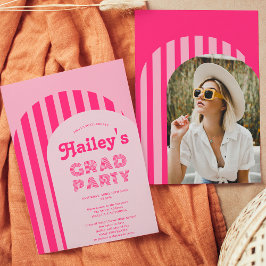 ヴィンテージ70年代ネオンピンクアーチ写真卒業 招待状