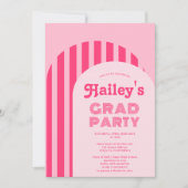 ヴィンテージ70年代ネオンピンクアーチ写真卒業 招待状 (正面)