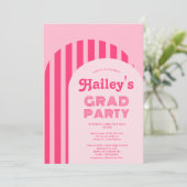ヴィンテージ70年代ネオンピンクアーチ写真卒業 招待状 (スタンド正面)