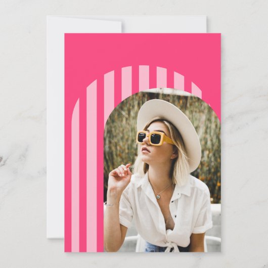 ヴィンテージ70年代ネオンピンクアーチ写真卒業 招待状 (裏面)