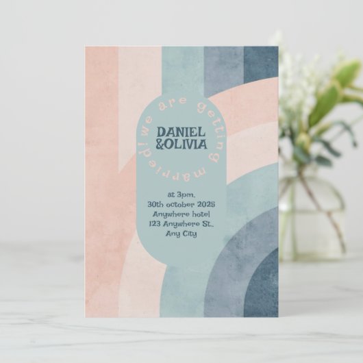 ヴィンテージ70年代レインボーウェディング 招待状 (スタンド正面)