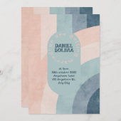 ヴィンテージ70年代レインボーウェディング 招待状 (正面/裏面)