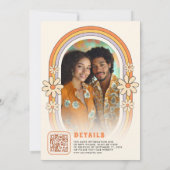 ヴィンテージ70年代レトロ カラフル グルーヴィー フレーム ウェディング 招待状 (裏面)