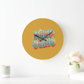 ヴィンテージ70年代風「Keep Going」カラフル引用 ラージ壁時計 (ホーム)