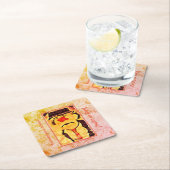 ヴィンテージ70年代 悲しいピエロの絵（D1） 編集可能 スクエアペーパーコースター (インサイチュ)