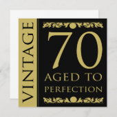ヴィンテージ70歳の誕生日パーティーへの招待 招待状 (正面/裏面)