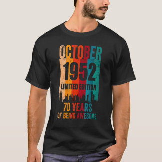 ヴィンテージ70素晴らし誕生日レトロ1952年10月B Tシャツ