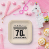 ヴィンテージ70誕生日オールド新聞おもしろいカスタム ペーパープレート (パーティー)