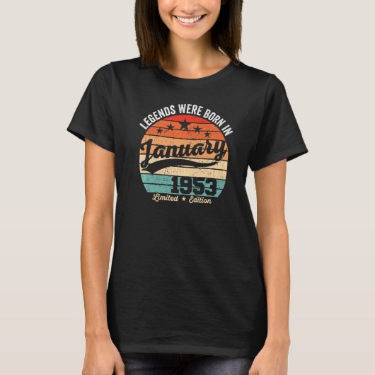 ヴィンテージ70誕生日レジェンド生まれは1月 Tシャツ (正面)