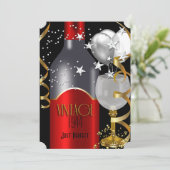 ヴィンテージ70誕生日レッドワインブラック金ゴールドシルバー2 招待状 (スタンド正面)