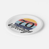 ヴィンテージ70誕生日夕日 ペーパープレート (アングル)