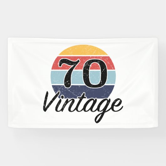 ヴィンテージ70誕生日夕日 横断幕 (横)