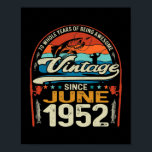 ヴィンテージ70誕生日1952年6月70歳 ポスター<br><div class="desc">ヴィンテージ70誕生日6月1952年70歳の魚釣り愛好家ギフト。感謝祭の日，クリスマスの日，母の日，父の日， 7月4日， 1776独立日，パパの日，ハロウィーンの日，パトリックの日</div>