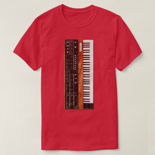 ヴィンテージ70sキーボードシンセサイザ tシャツ (デザイン正面)