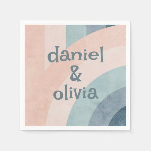 ヴィンテージ70sレインボー結婚ズ スタンダードカクテルナプキン (正面)