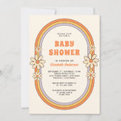 ヴィンテージ70sレトロカラフルGroovy Baby Shower 招待状 (正面)