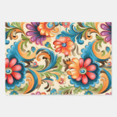 ヴィンテージ70sレトロヒッピースタイルフラワーパワーボホ ラッピングペーパーシート (正面2)