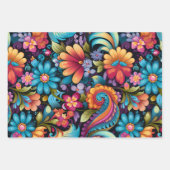 ヴィンテージ70sレトロヒッピースタイルフラワーパワーボホ ラッピングペーパーシート (正面2)