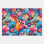 ヴィンテージ70sレトロヒッピースタイルフラワーパワーボホ ラッピングペーパーシート (正面2)