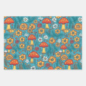 ヴィンテージ70sレトロヒッピースタイルマッシュルームボホーセット3 ラッピングペーパーシート (正面2)