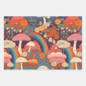ヴィンテージ70sレトロヒッピースタイルマッシュルームボホーセット3 ラッピングペーパーシート (正面)