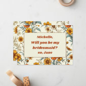 ヴィンテージ70sワイルドフラワーボホの花嫁の提案 ノートカード (正面/裏面インサイチュ)