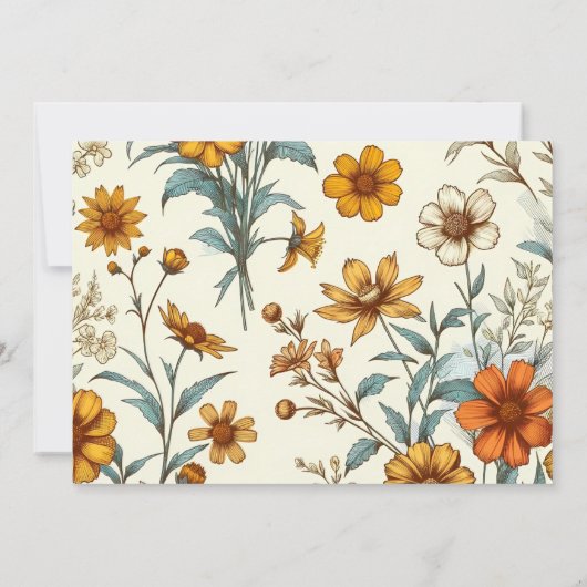 ヴィンテージ70sワイルドフラワーボホの花嫁の提案 ノートカード (裏面)