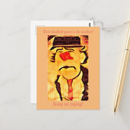 ヴィンテージ70s悲しいピエロスケッチ(D1)編集可能ポストカ ポストカード (正面/裏面インサイチュ)