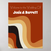 ヴィンテージ70s抽象芸術焼きオレンジ結婚の歓迎 ポスター (正面)