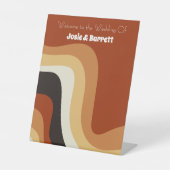 ヴィンテージ70s抽象芸術焼きオレンジ結婚の歓迎 台座サイン (正面)