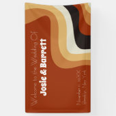 ヴィンテージ70s抽象芸術焼きオレンジ結婚の歓迎 横断幕 (縦)