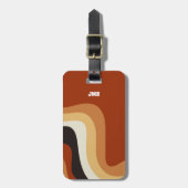 ヴィンテージ70s燃えたオレンジ色のグルービーヒッピーカスタム ラゲッジタグ (正面縦)