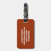 ヴィンテージ70s燃えたオレンジ色のグルービーヒッピーカスタム ラゲッジタグ (裏面縦)