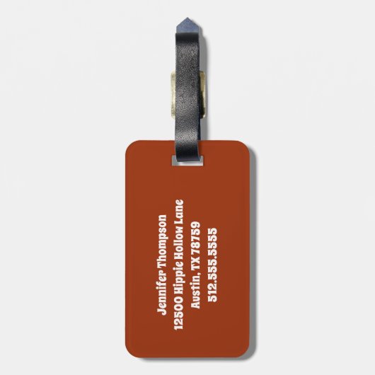ヴィンテージ70s燃えたオレンジ色のグルービーヒッピーカスタム ラゲッジタグ (裏面縦)