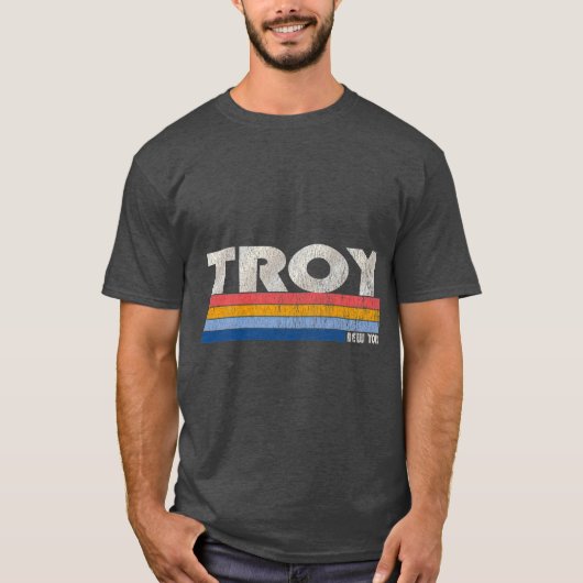 ヴィンテージ70s 80sスタイルTroy NY Premium Tシャツ (正面)