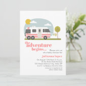 ヴィンテージ70s RVモーターホームピンクベビーシャワー 招待状 (スタンド正面)