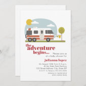 ヴィンテージ70s RVモーターホーム中立ベビーシャワーインビット 招待状 (正面/裏面)