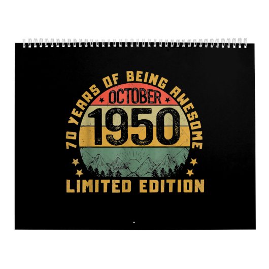 ヴィンテージ71年誕生日(1950生まれ年10月) カレンダー (カバー)