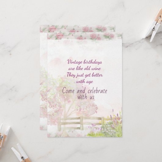 ヴィンテージ75歳の誕生日パーティーの招待状 招待状 (正面/裏面インサイチュ)