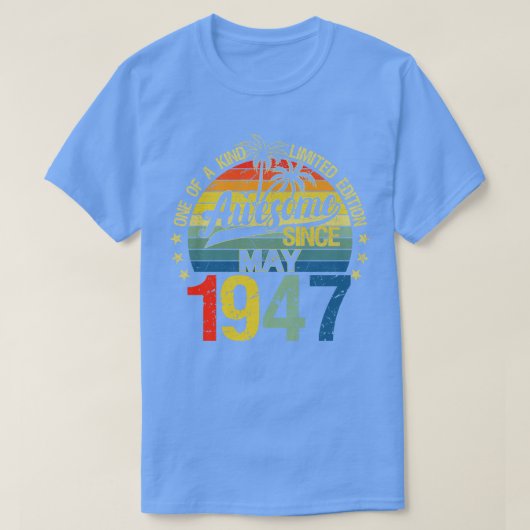 ヴィンテージ75歳1947年5月デコレーション75th Bir Tシャツ (デザイン正面)