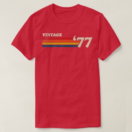 ヴィンテージ77レトロストライプ数 Tシャツ (デザイン正面)