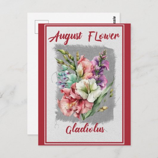 ヴィンテージ8月花のグラジオラス花束 ポストカード (正面/裏面)
