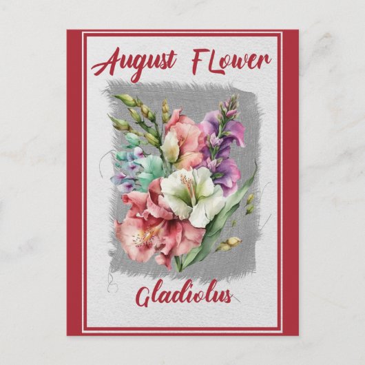 ヴィンテージ8月花のグラジオラス花 ポストカード (正面)