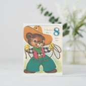 ヴィンテージ8歳ハッピーバースデーベア ポストカード (スタンド正面)