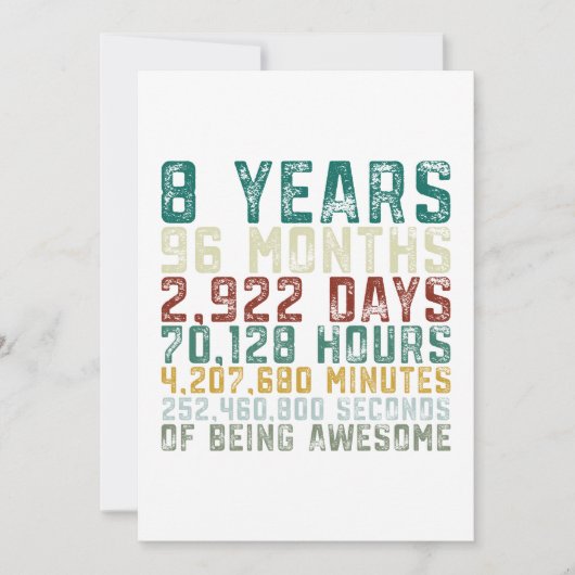 ヴィンテージ8歳8誕生日ボーイガール シーズンカード (正面)