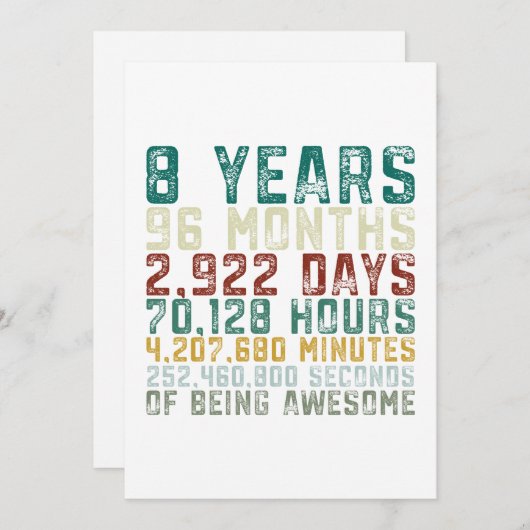 ヴィンテージ8歳8誕生日ボーイガール シーズンカード (正面/裏面)