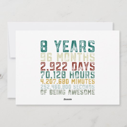 ヴィンテージ8歳8誕生日ボーイガール シーズンカード (裏面)