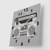 ヴィンテージ80のクラシック無線テーププレーヤ スクエア壁時計 (傾斜)